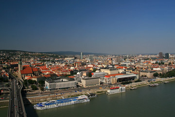 Fototapeta na wymiar Landscape of Danube river and Bratislava castle - main castle of Bratislava, the capital of Slovakia