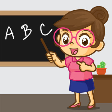 The teacher is teaching, Teacher cartoon vector, cute vector Stock Vector |  Adobe Stock