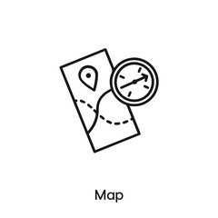 map vector line icon. Simple element illustration. map icon for your design.