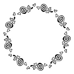 black and white vector frame in rustic style. wreath of branches