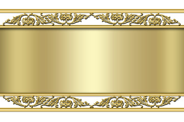 golden banner on metallic background , ornamental baroque frame,