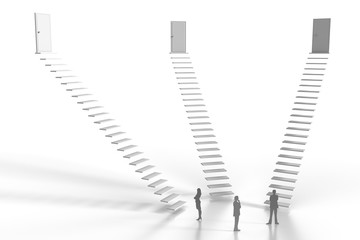 上り階段とビジネスパーソンの抽象グラフィック