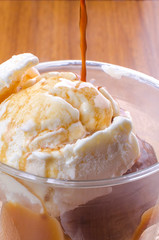 Vanilla ice cream with cold coffee