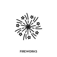 fireworks vector line icon. Simple element illustration. fireworks icon for your design.