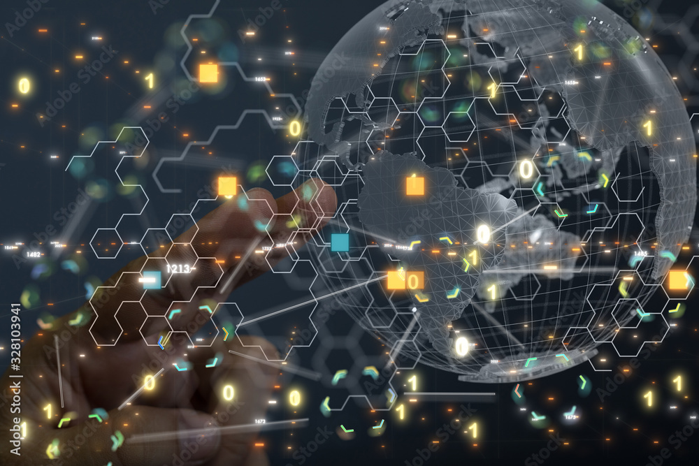 Aufkleber data code binary concept 3d