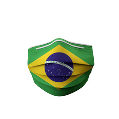 Brazil flag protective medical mask. 3D Rendering