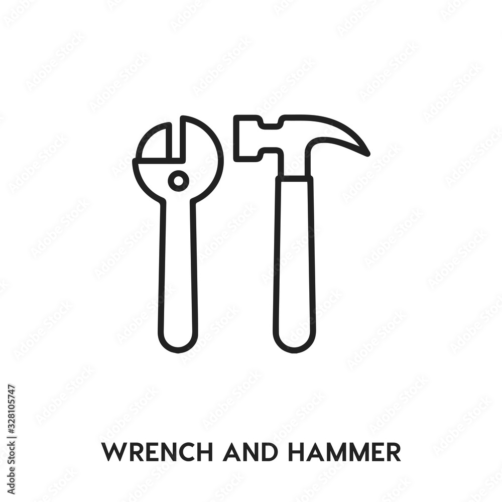 Wall mural wrench vector line icon. simple element illustration. hammer icon for your design.