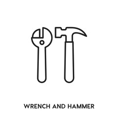 wrench vector line icon. Simple element illustration. hammer icon for your design.
