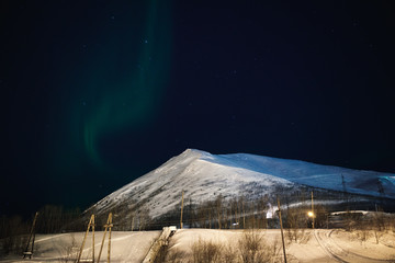 Polar arctic Northern lights Aurora Borealis activity in winter Finland, Lapland