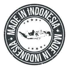 Made in Indonesia Map. Quality Original Stamp Design Vector Art.