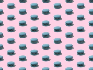 Bright colors of seamless pattern with macaroons and  sweet.