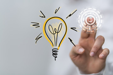 idea lamp concept in hand.