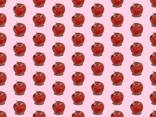 Seamless bright spring pattern with  ripe apple and  apple.