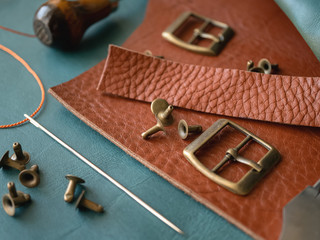 Production of genuine leather. Instruments. Genuine leather design. Metal fittings. Clothing...