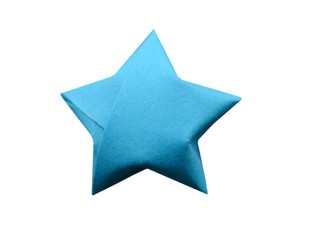 Colorful blue origami lucky star
