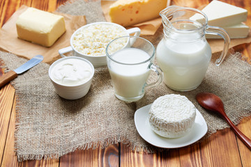 Milk, sour cream, cheese, butter. Milk products