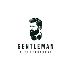Awesome Our Combination Man And Headphone Vector Silhoutte Style Design