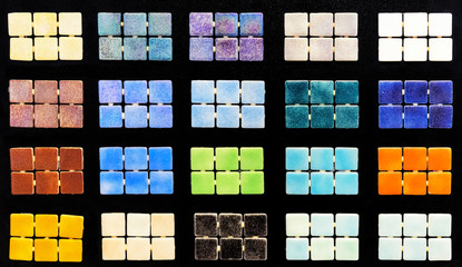 The color palette of ceramic mosaic tiles.