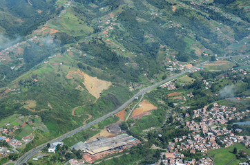 Fototapeta na wymiar Panoramic from the air municipality of Medellin - corregimiento of San Cristobal
