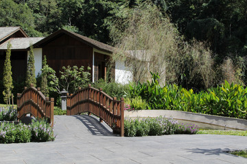 A small bridge over the small stream in the village.