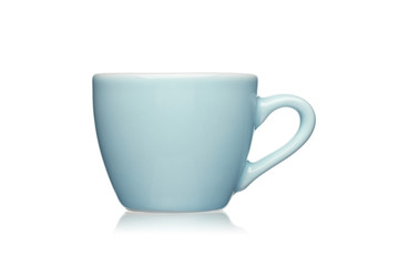 Blue cup isolated on a white background.