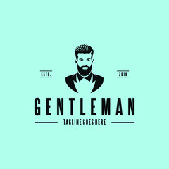 Gentleman logo design. Awesome our combination man & beard logo. A gentleman logotype.
