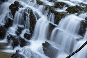 Fototapeta na wymiar Landscape of a waterfall on Walden Creek captured with motion blur, Great Smoky Mountains National Park, Tennessee, USA
