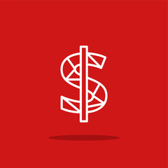 Vector Logo Lines Red White Dollar Sign
