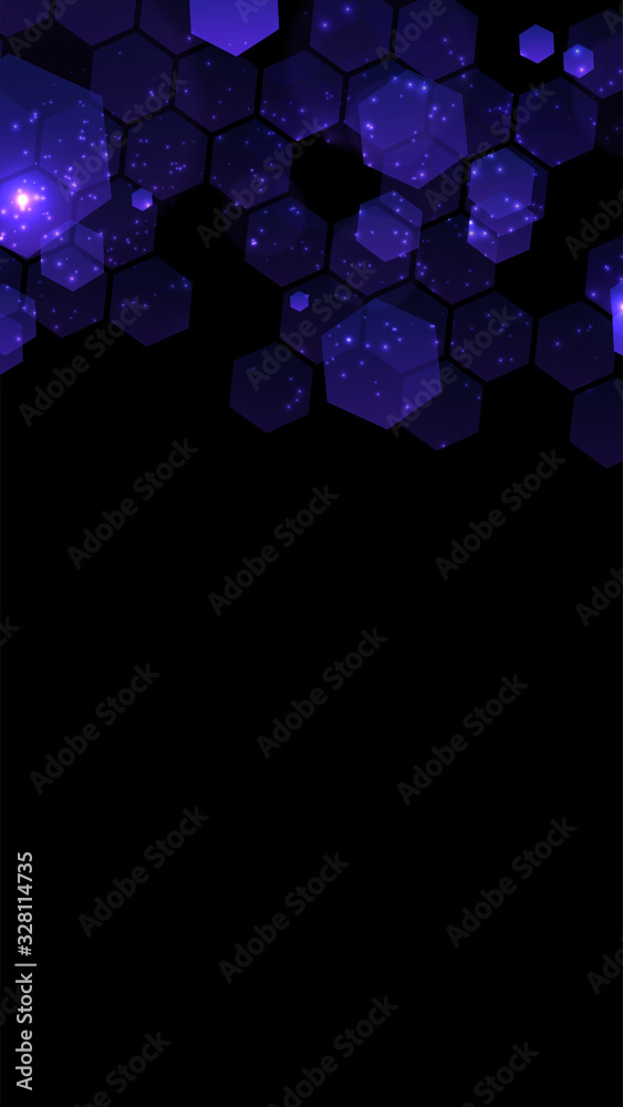 Aufkleber Modern dark background with hexagons for mobile app. Modern dark abstract vector texture. Hexagon pattern. Gradient web ui design. Mobile app interface. Vector illustration layout template design.