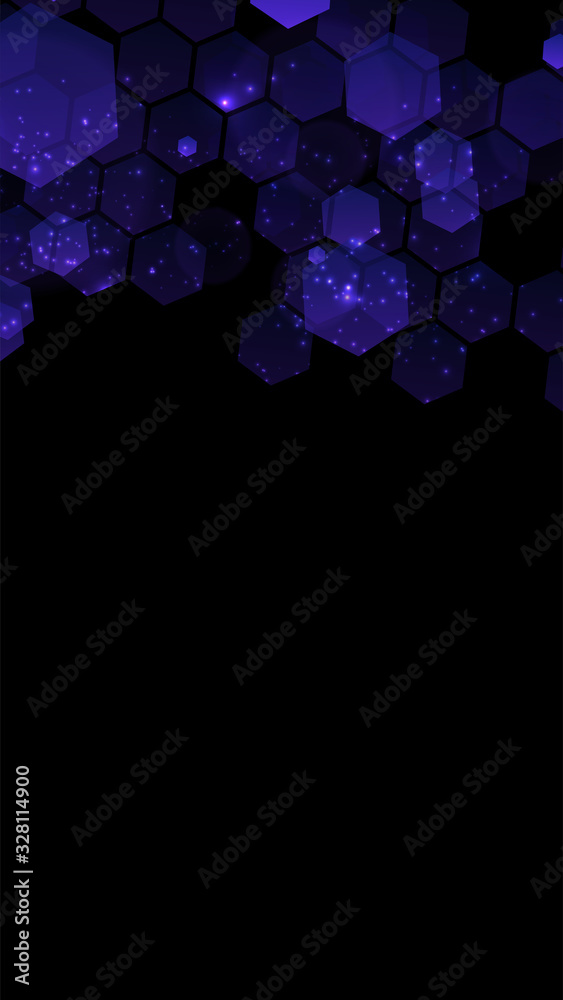 Leinwandbilder Modern dark background with hexagons for mobile app. Modern dark abstract vector texture. Hexagon pattern. Gradient web ui design. Mobile app interface. Vector illustration layout template design.
