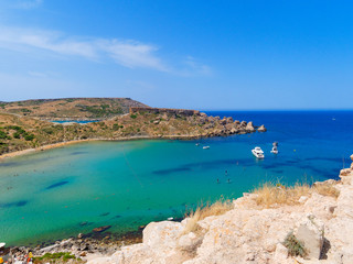 Beautiful view of the azure bay. Malta