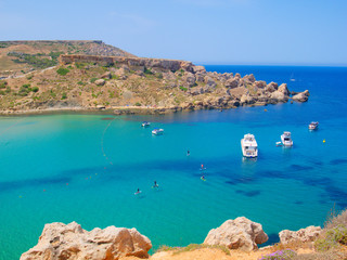 Beautiful view of the azure bay. Malta