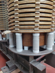 internal  parts (core and coils) of three phase distribution transformer
