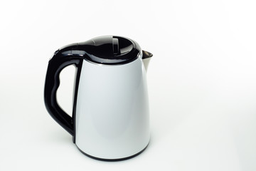 White painted electrical kettle on the white background