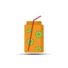 Cup of lemon flat icon on white isolated background