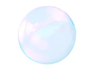 3d crystal ball pink blue gradient colors  isolated on white background. Abstract bubble glossy pastel 3d geometric shape object illustration render. 