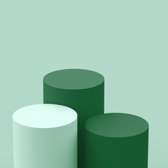 3d Olive green cylinder podium minimal studio background. Abstract 3d geometric shape object illustration render. Display for food natural product.