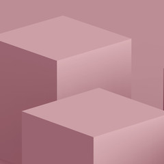 3d violet mauve cube and box podium minimal scene studio background. Abstract 3d geometric shape object illustration render. Natural color tones.