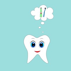 cute tooth illustration vector for nursery decor 