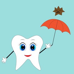 cute tooth illustration vector for nursery decor 