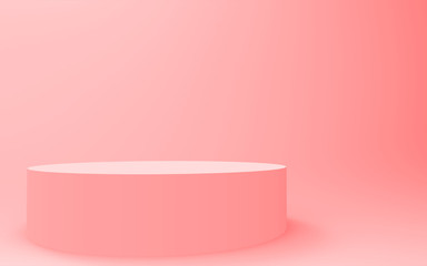 3d pink cylinder podium minimal studio background. Abstract 3d geometric shape object illustration render. Display for valentine product.