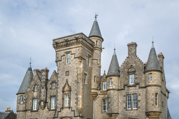 Fototapeta na wymiar Glengorm aka Sorn Castle - architectural attraction of Scotland, Island of Mull.