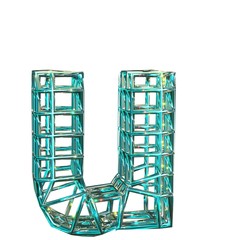 3D rendering. Lowercase Letter u.