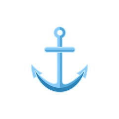 Nautical anchor icon isolated on white background. Flat design.