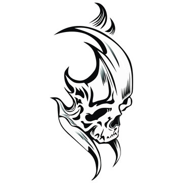 black and white skull illustration art, skull vector