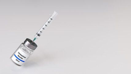 Coronavirus Vaccine and Syringe Injection, Blood Test Analyzing Concept. Prevention, Immunization And Treatment From Corona Virus Infection. COVID-19. Fight Against Coronavirus - 3D Illustration