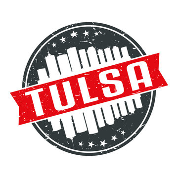 Tulsa Oklahoma Round Travel Stamp. Icon Skyline City Design Vector.