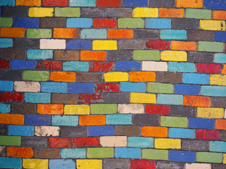 Painted brick wall surface for background.