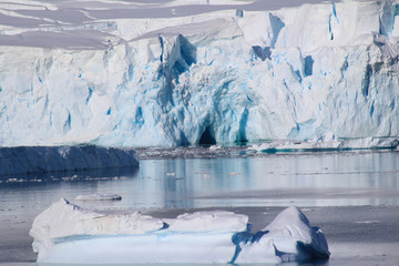 Icebergs and glaciers of the Antarctic Peninsula in the Gerlache Strait in the Danco Coast, Antarctica