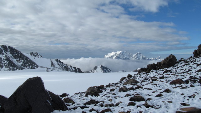 Babis Mta (Donguzorun) in clouds - caucasian mountains